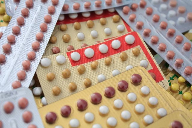 Colorful oral contraceptive pill