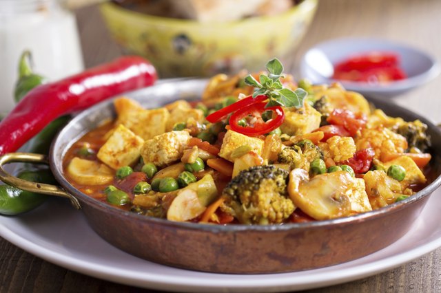 Vegan curry with tofu and vegetables