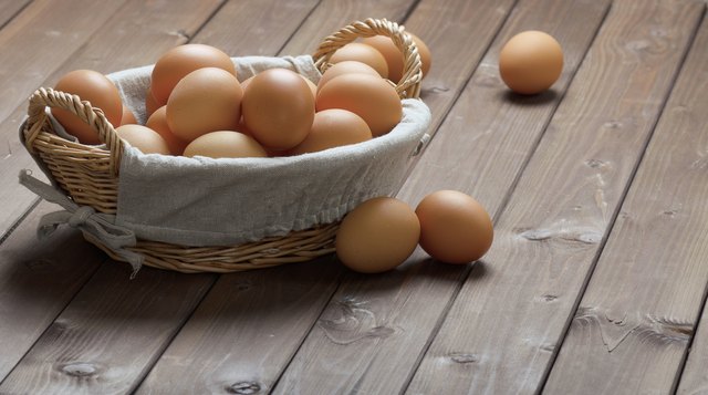 hicken eggs in a basket