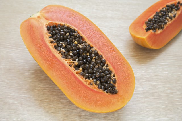 Papaya with seeds ripe and fresh