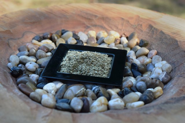 Rubbed Sage in a Small Black Dish