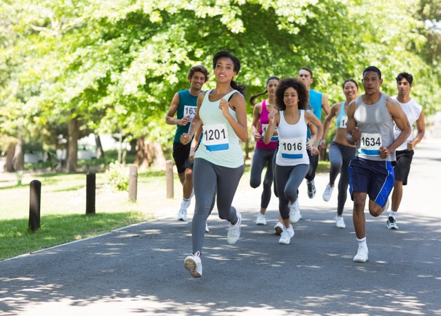 Marathon athletes running