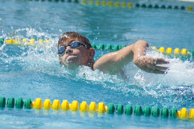 Boy in a swimming race