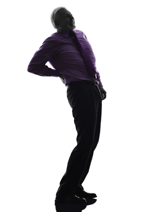 senior business man backache pain silhouette