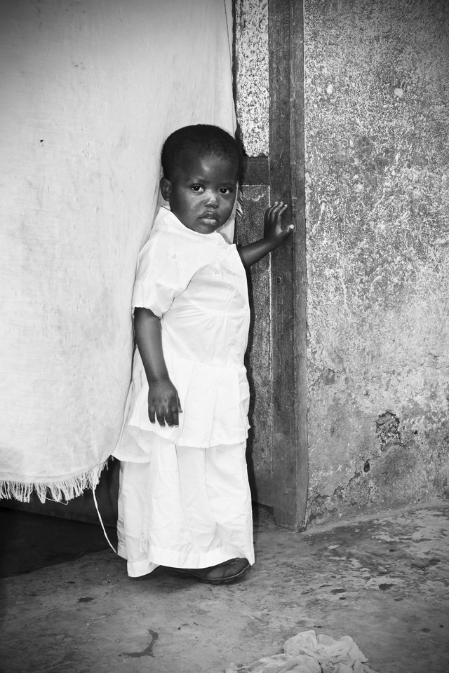 Black and white of African girl