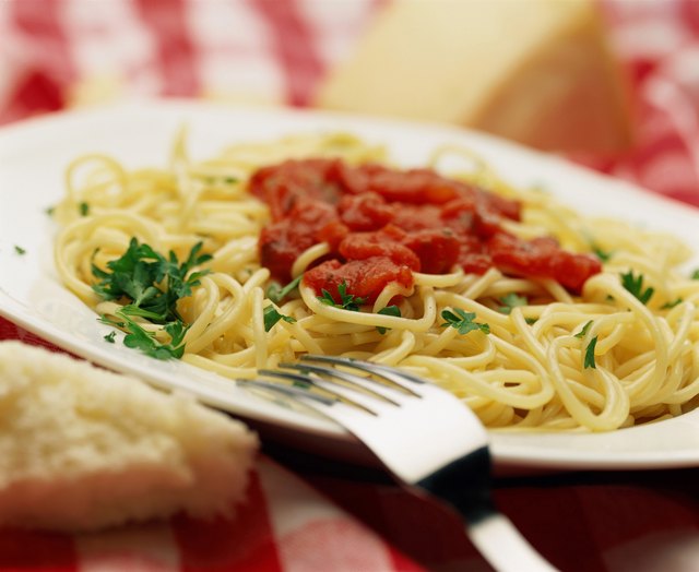Close-up of spaghetti in a plate