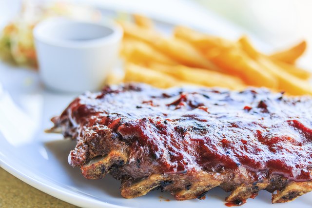 Grilled pork ribs. With tomato sauce