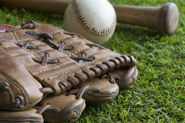 Baseball with bat and mitt