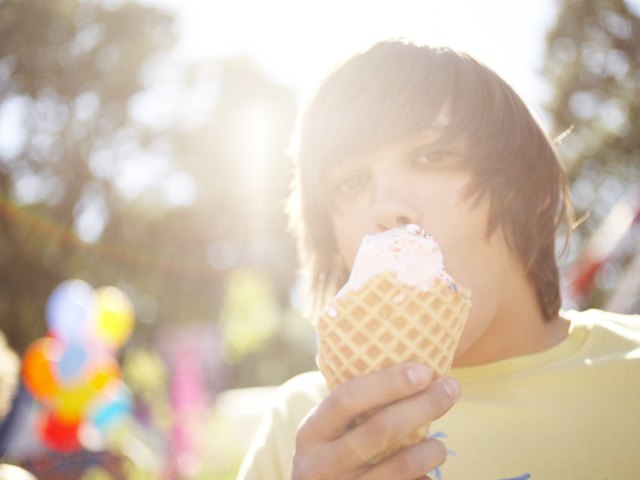 boy eating ice cream cone