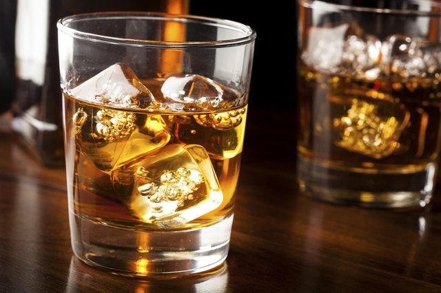 Golden Brown Whisky on the rocks