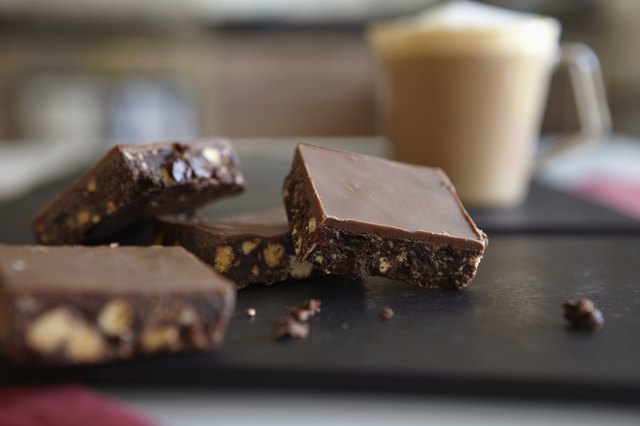 Close up of brownies on table