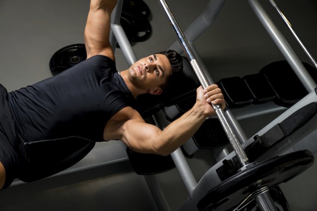 Overhead View of Young Man Weight Lifting