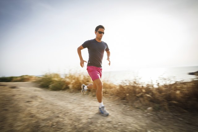 Caucasian young man running
