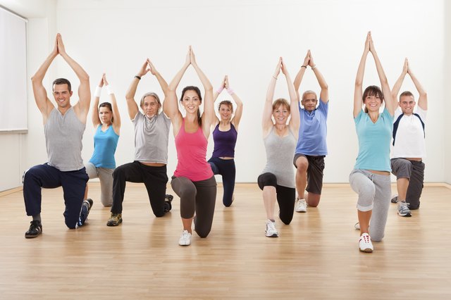Group of people doing aerobics exercises