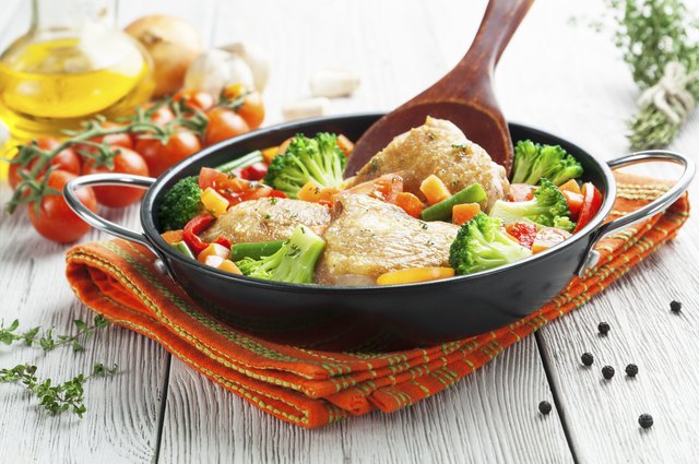 Roasted chicken thighs with vegetables