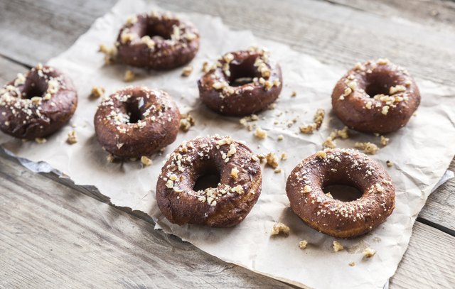 Donuts sprinkled with crushed nuts