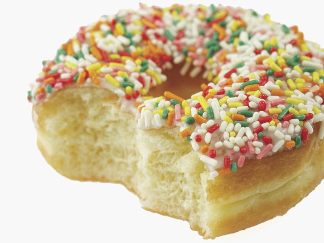 Close-up of a candy covered donut