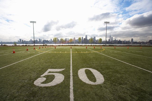 Football field with Manhattan in background