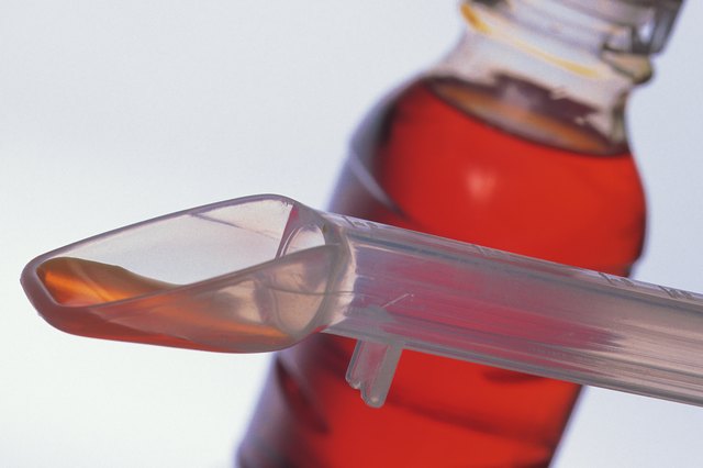 Medicine bottle and plastic measuring spoon for baby