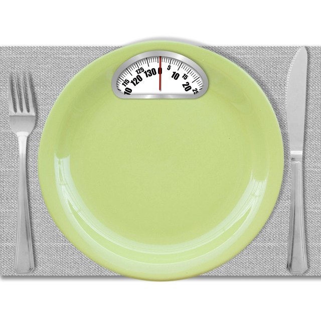 Diet concept. Plate with scales