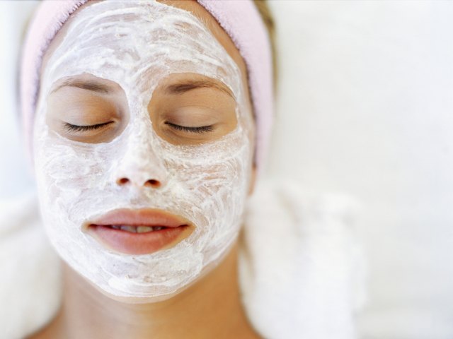 close-up of a young woman wearing a facial mask