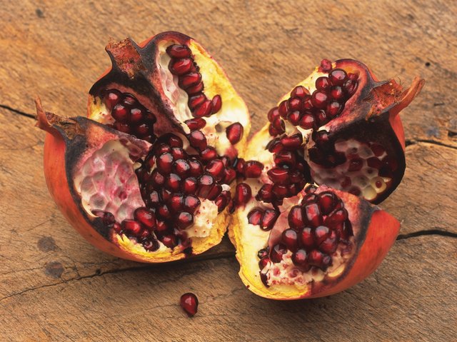 Pomegranate and seeds, High angle view