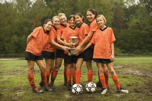 Soccer team with trophy