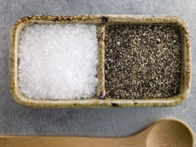 Sea Salt Crystals and Course Cracked Black Pepper