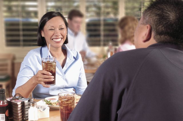 Couple eating in restaurant