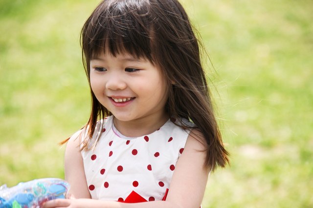 A girl playing outside