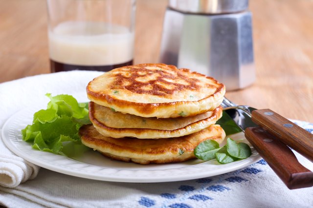 Pile of sweetcorn and herb pancakes