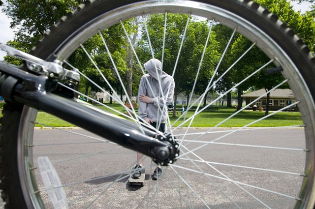 Close-up detail of bike wheel