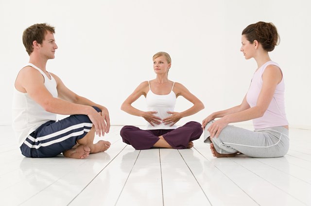 Woman demonstrating breathing technique