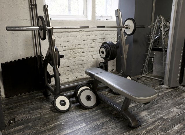 Weight bench in gym