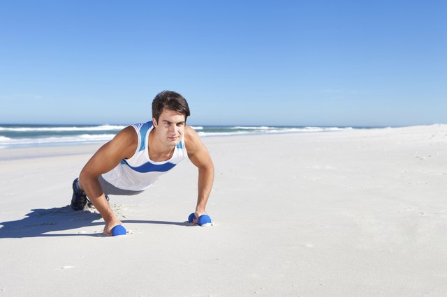 Exercising on the beach