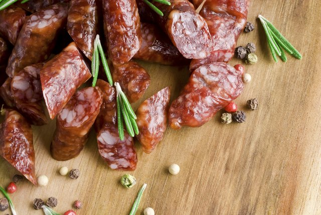 Smoked sausage with rosemary and peppercorns