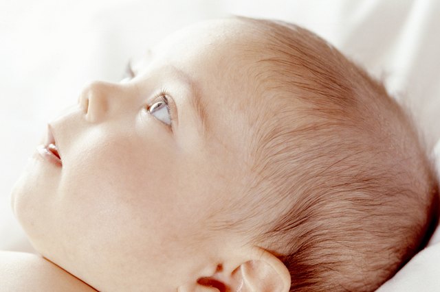 Baby (3-6 months) lying, close-up