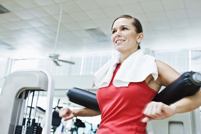Woman on exercise equipment