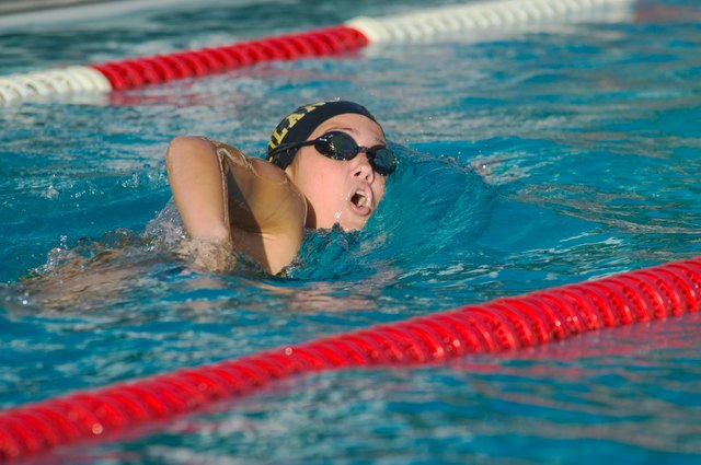 Female Competitive Swimmer Doing Laps