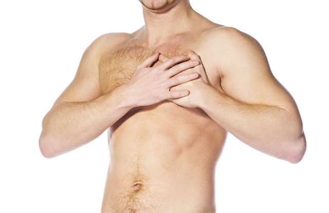 naked man having a heart attack