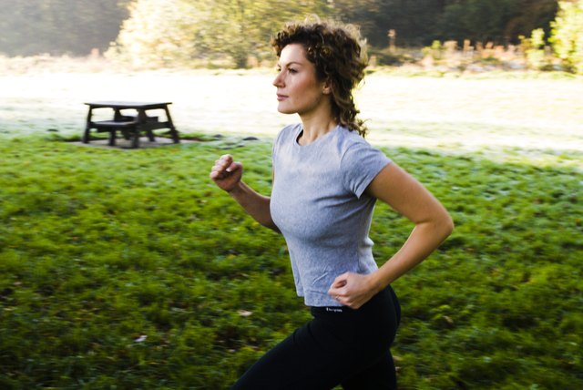 Young woman jogging in a park