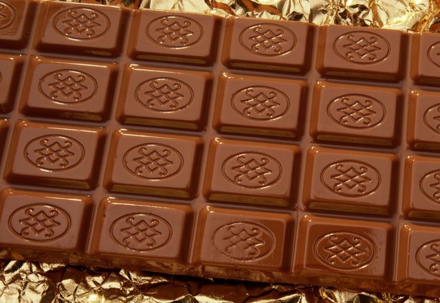 Chocolate bar on gold foil