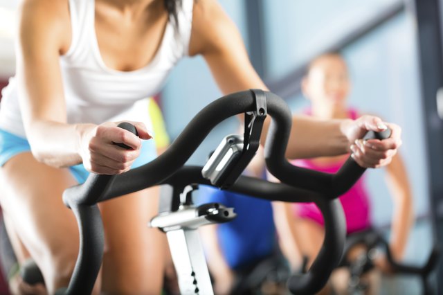 Young People Spinning in the gym