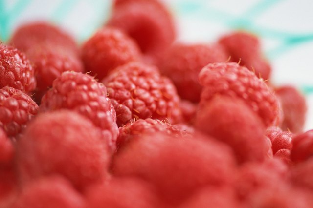 Pile of whole ripe raspberries