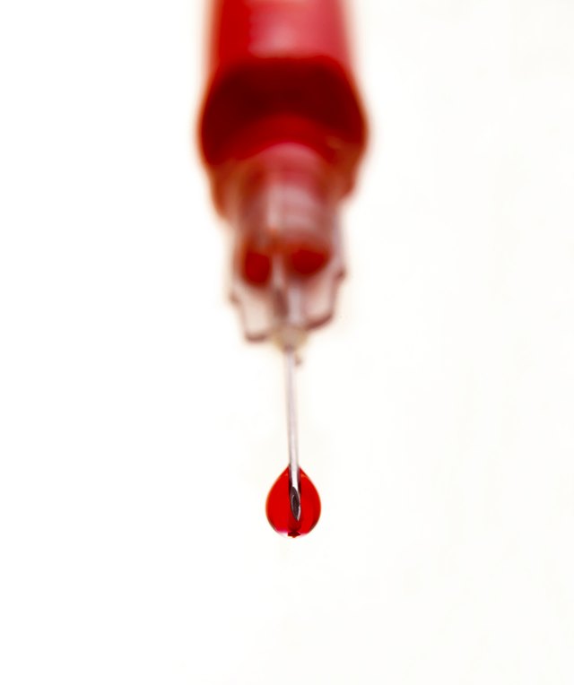 Syringe with blood