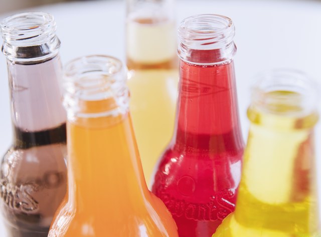 Assorted colorful soda bottles