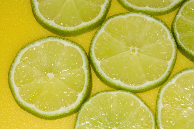 sliced lime on yellow