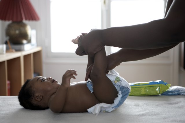 baby having his nappy changed