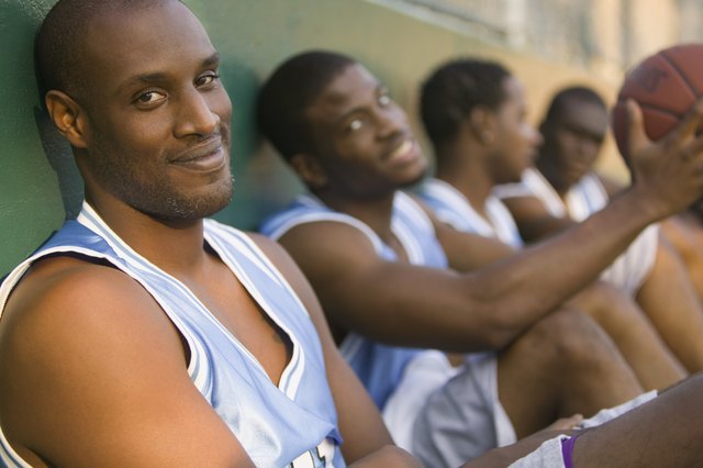 Basketball players resting