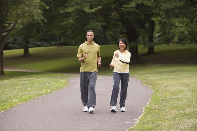 Couple walking on path